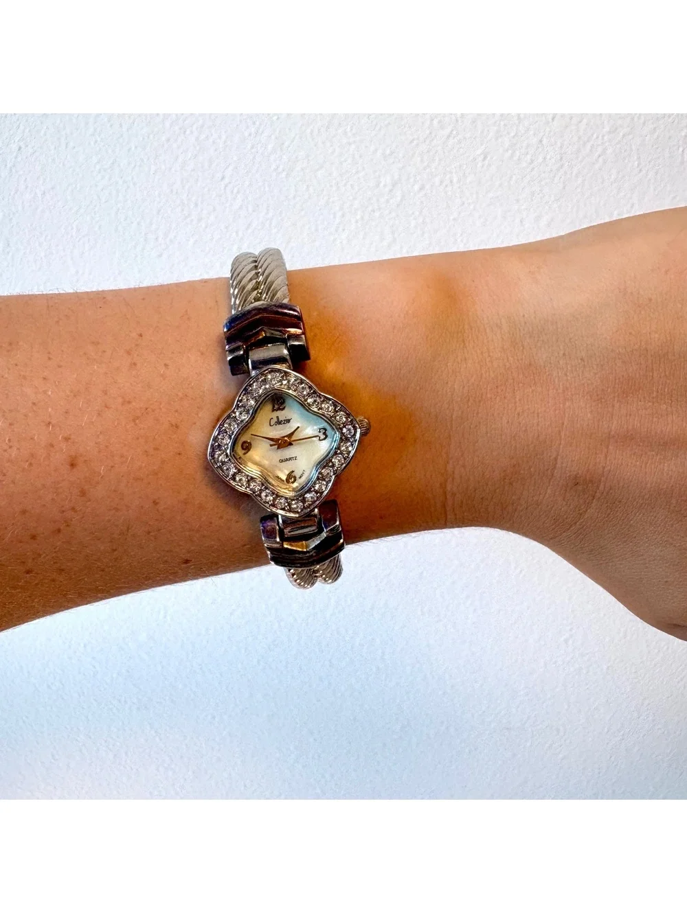 Vintage Collezio Women’s Watch Rhinestone Silver Tone, Quartz, Diamond Shape